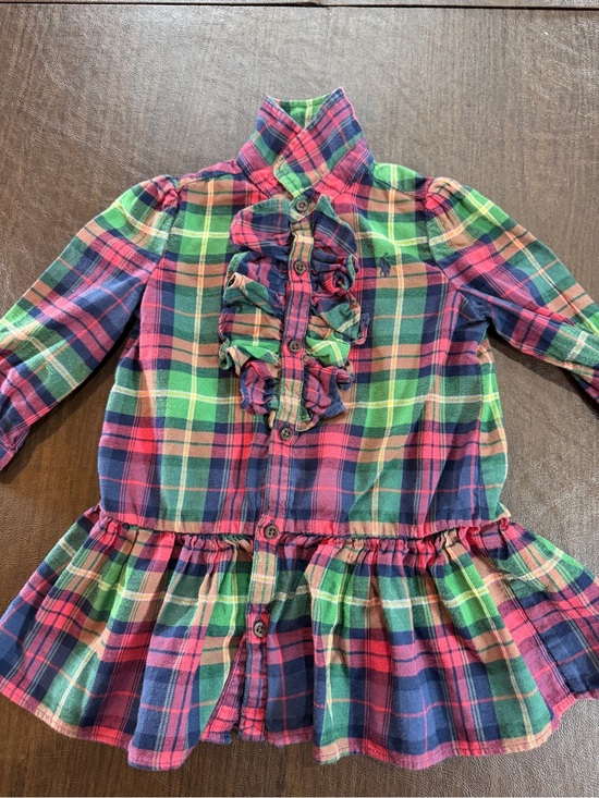 Ralph Lauren Other - Ralph Lauren Polo Girls Plaid Ruffle Button-Front Dress Shirt Sz 12M